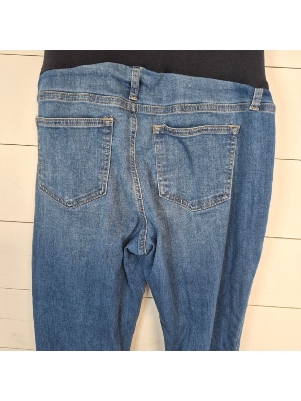 Sonoma Maternity Distressed Blue Denim Jeans With Black Belly Panel Size 12 - Picture 6 of 8